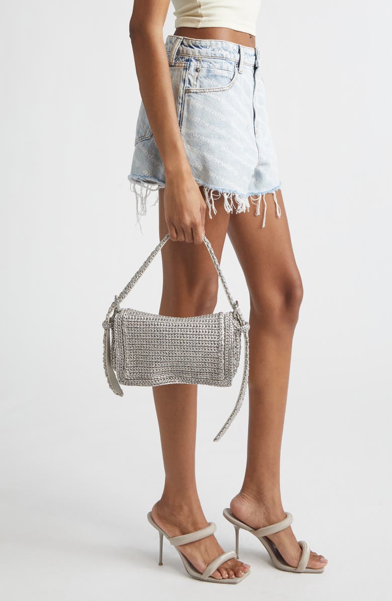 Alexander Wang Ricco Cozy Slim Woven Shoulder Bag, Alternate, color, Metallic Gunmetal