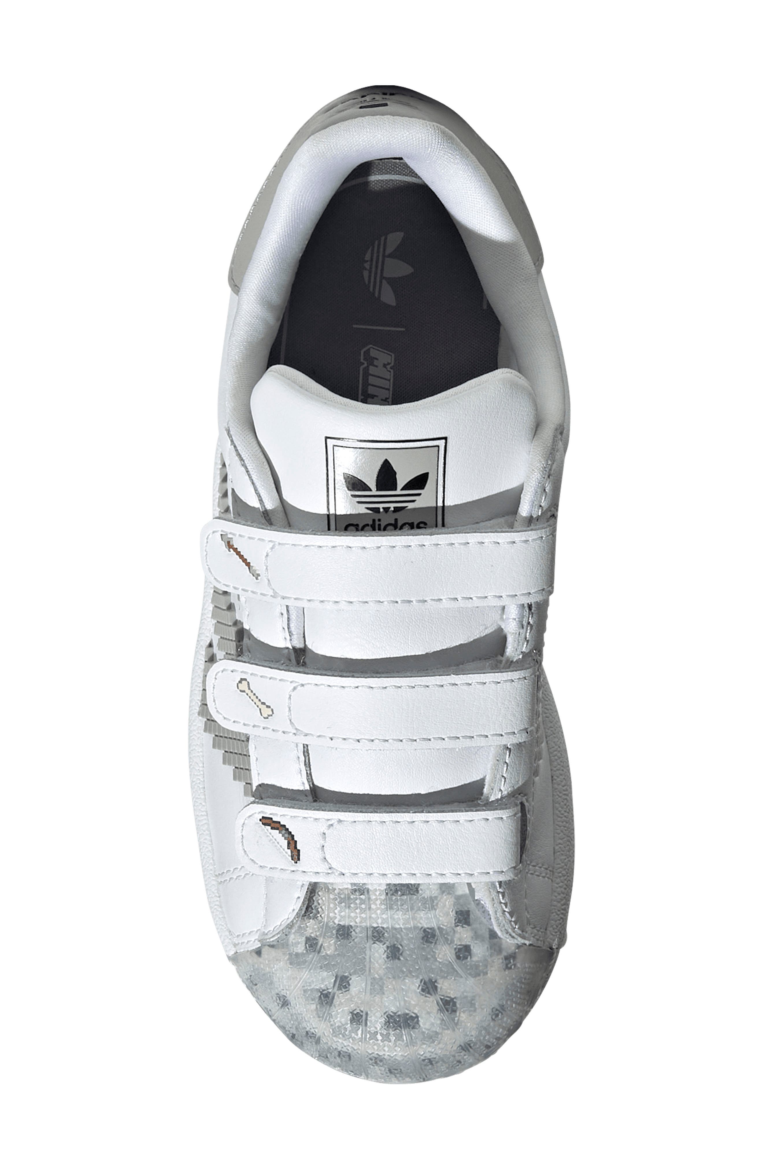 adidas Kids' x Minecraft Superstar II Sneaker, Alternate, color, White/ Grey/ Black