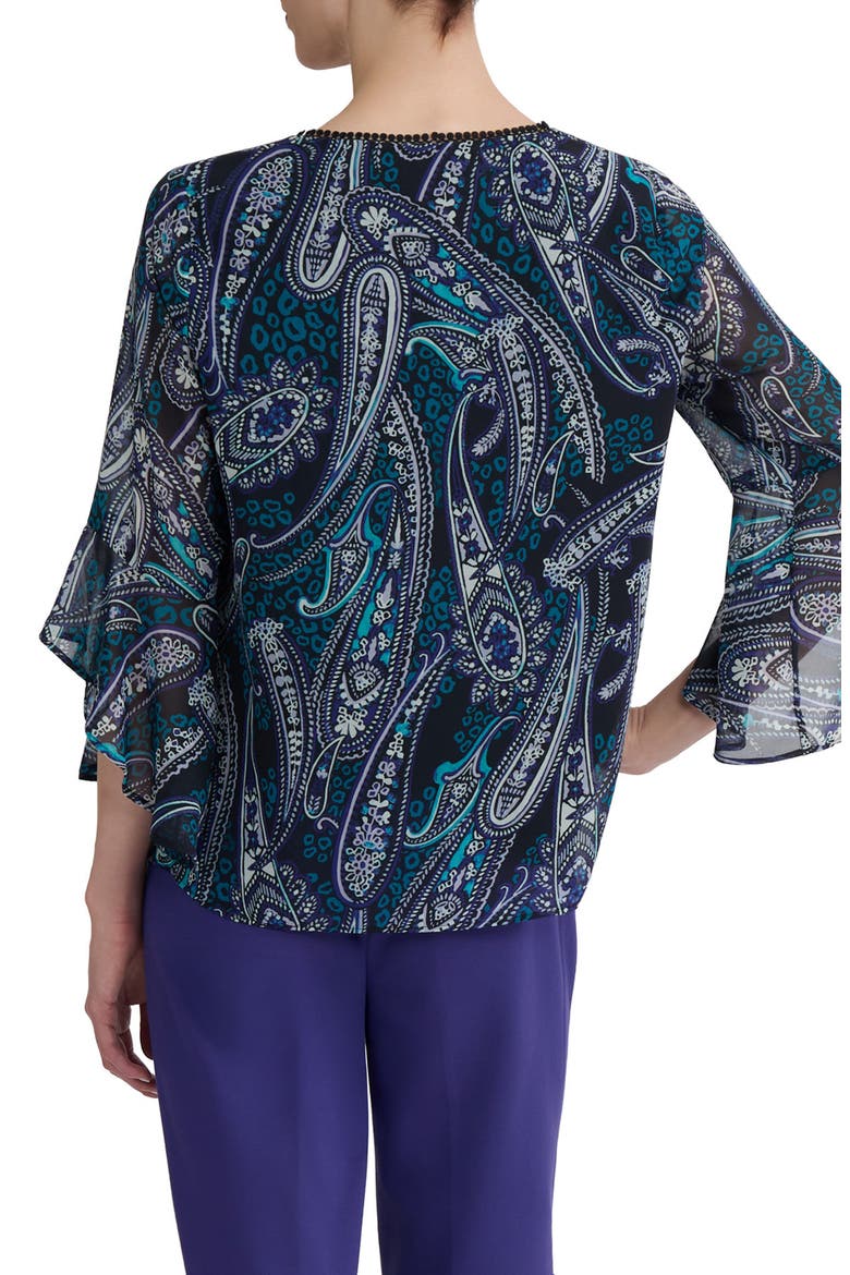 Print Ruffle Sleeve Top, Alternate, color, BLACK MULTI