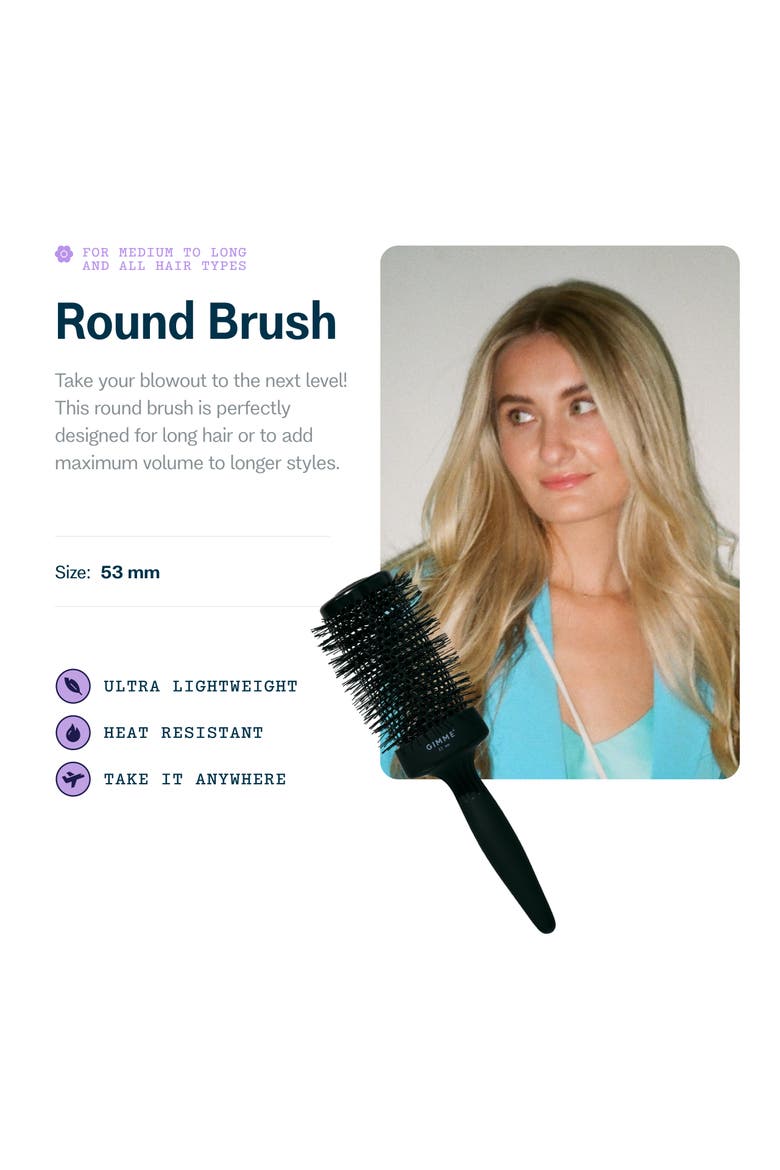 Large 53mm Thermal Round Brush, Alternate, color, Black