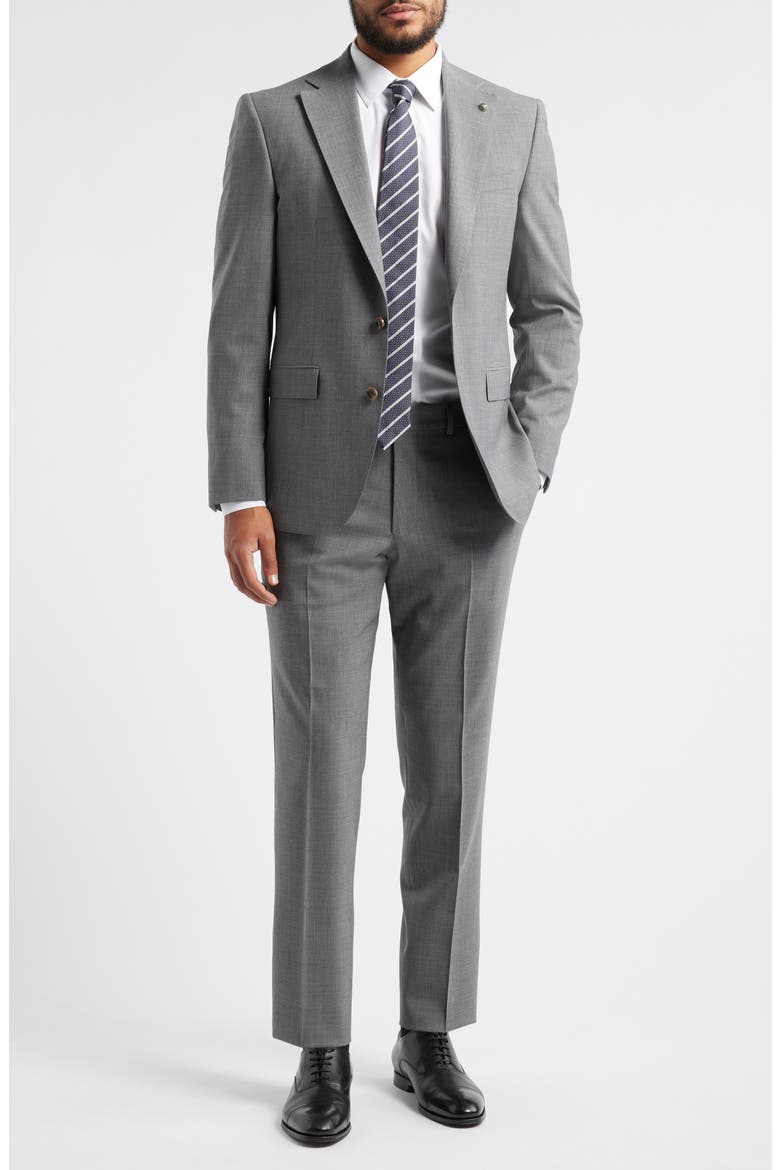 Esprit Solid Stretch Wool Suit, Main, color, GREY