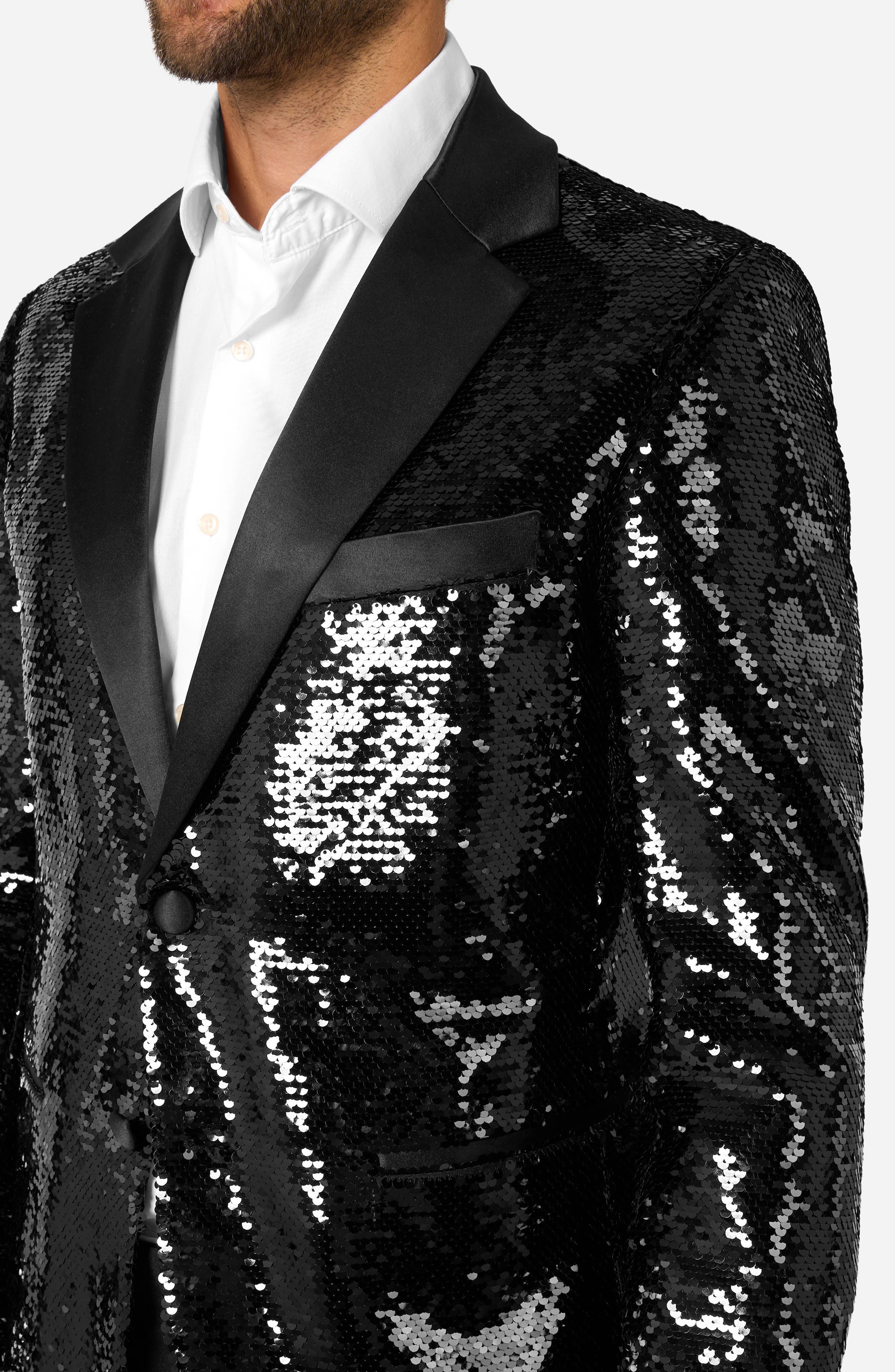 Brilliant Black Sequin Embellished Dinner Jacket - image 2