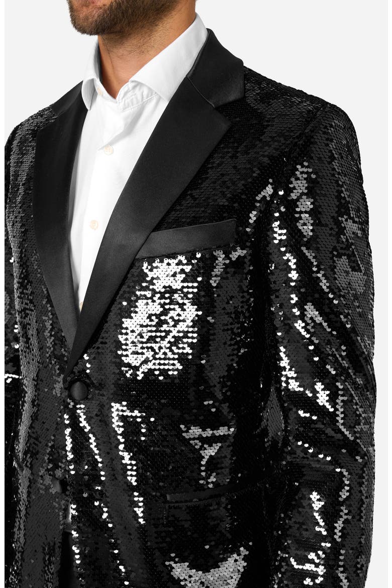 Brilliant Black Sequin Embellished Dinner Jacket, Alternate, color, BLACK