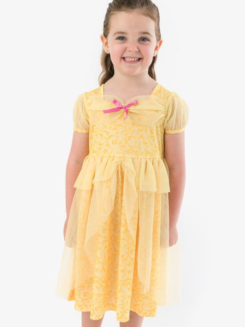 Rufflebutts Princess Dress-up Puff Sleeve Nightgown In Yellow