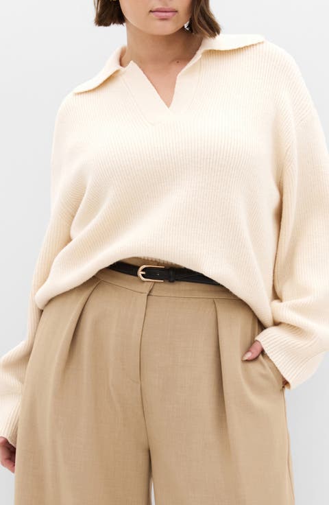 Opal Spread Collar Sweater (Plus)