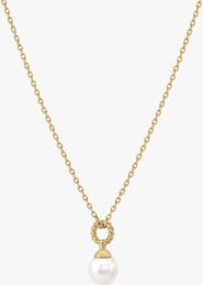Bearfruit Jewelry 14k Gold Plated Marie Pearl Charm Necklace Dainty Minimalist Gift
