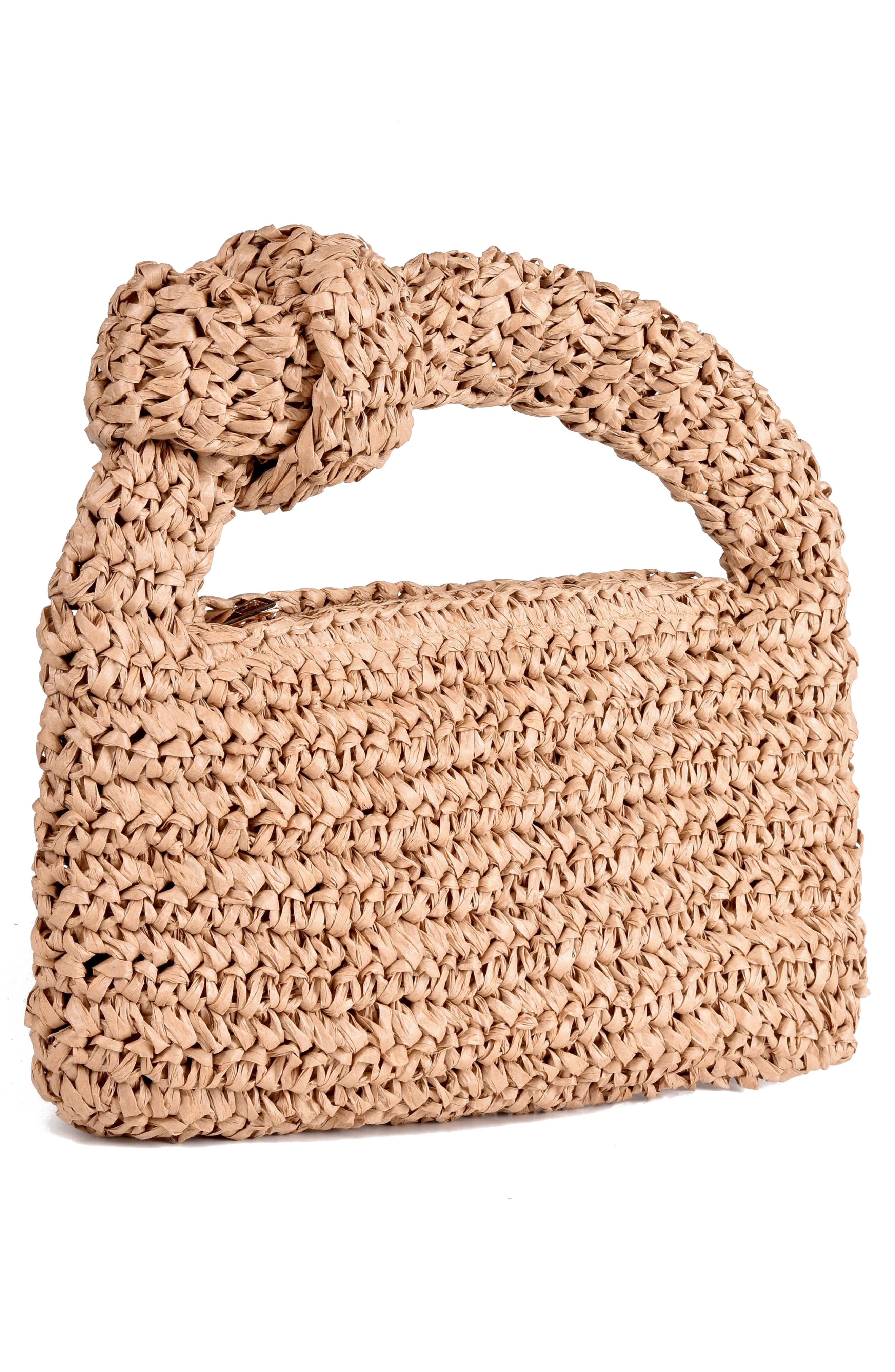 Adornia Raffia Knot Crescent Shoulder Bag, Alternate, color, Tan