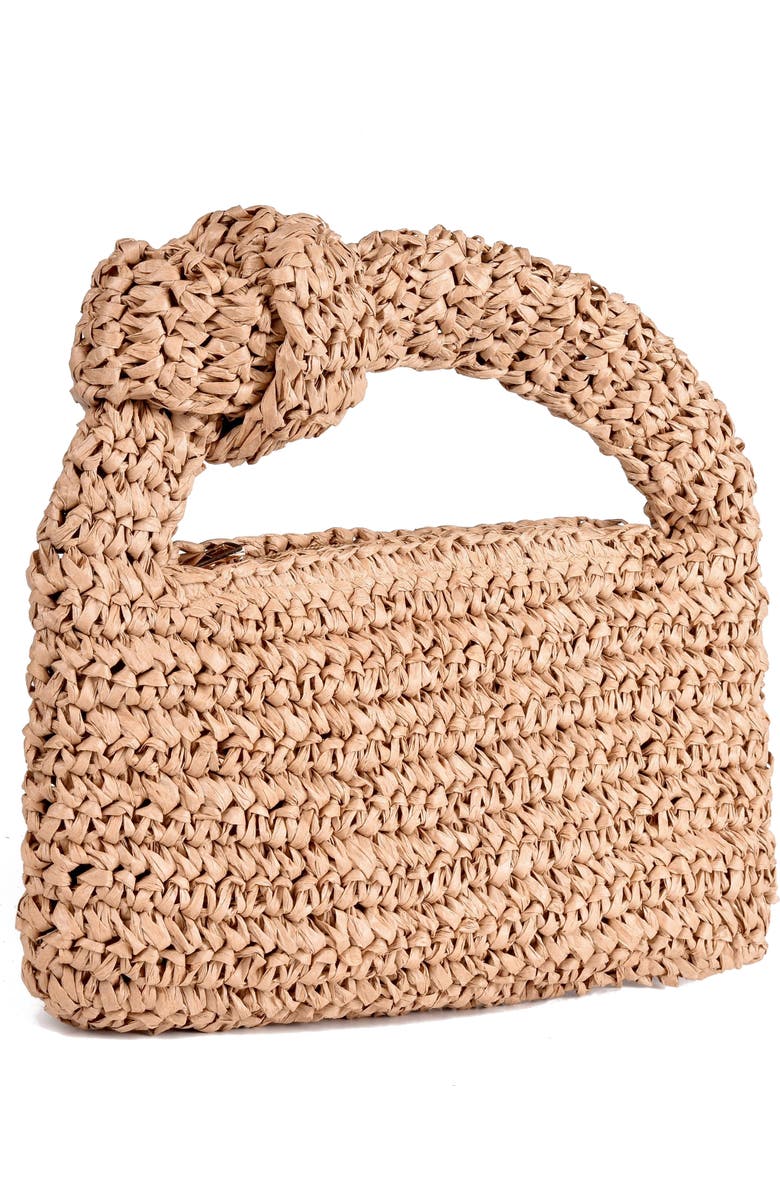 Adornia Raffia Knot Crescent Shoulder Bag, Alternate, color, Tan