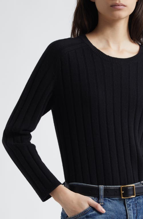 Nili Lotan Alise Ribbed Merino Wool And Cashmere-blend Sweater In Black