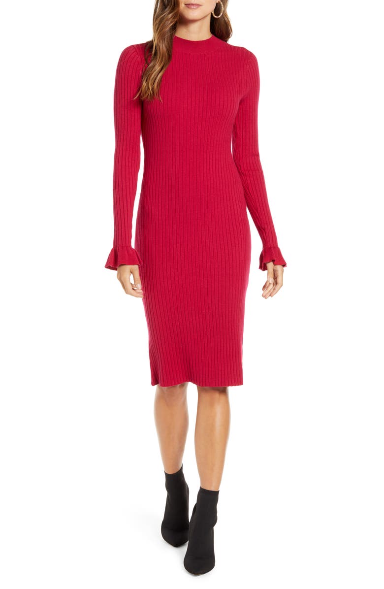 Rachel Parcell Rib Sweater Dress, Alternate, color, 
