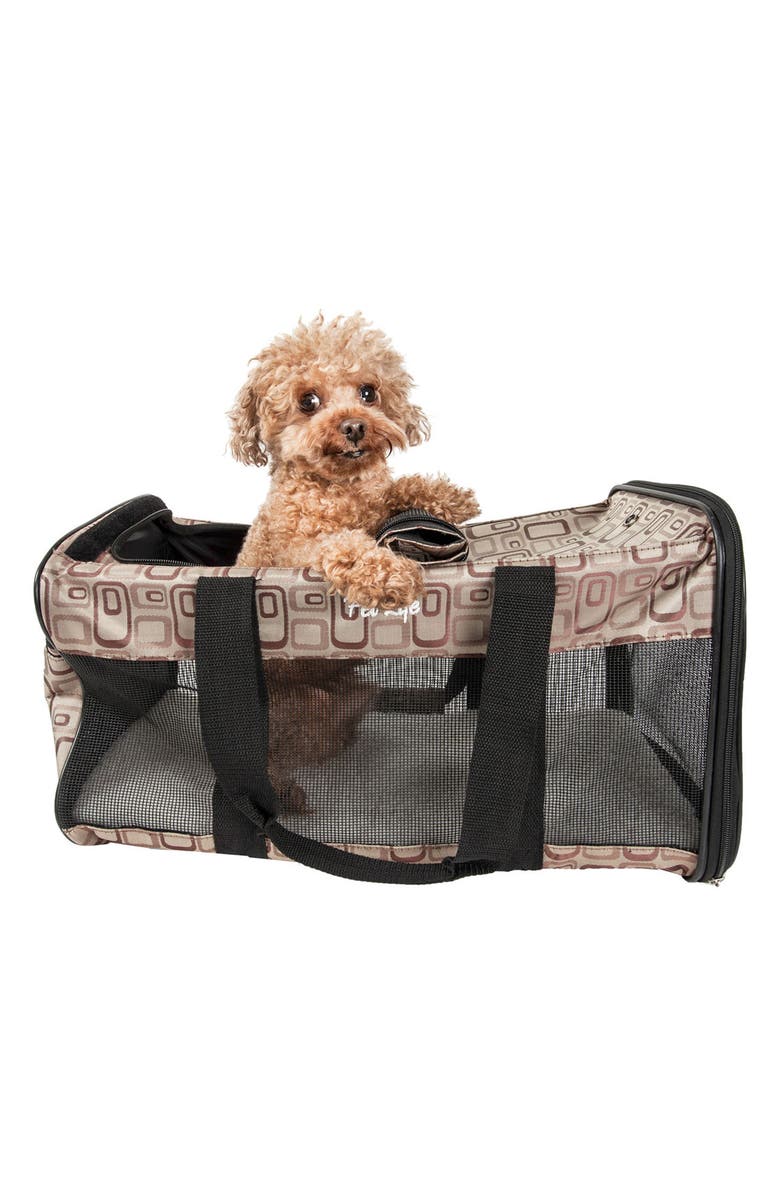 PET LIFE Folding Zippered Casual Carrier, Alternate, color, Brown