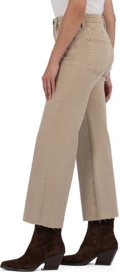 Meg Fab Ab Raw Hem High Waist Ankle Wide Leg Jeans