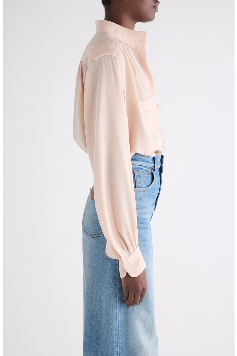 Gathered Silk Crêpe de Chine Shirt, Alternate, color, DELICATE PINK