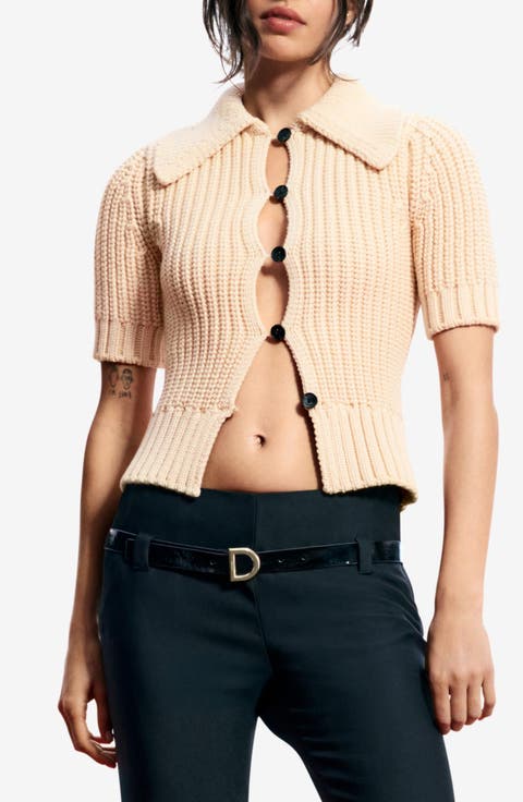 Short Sleeve Cotton Blend Cardigan