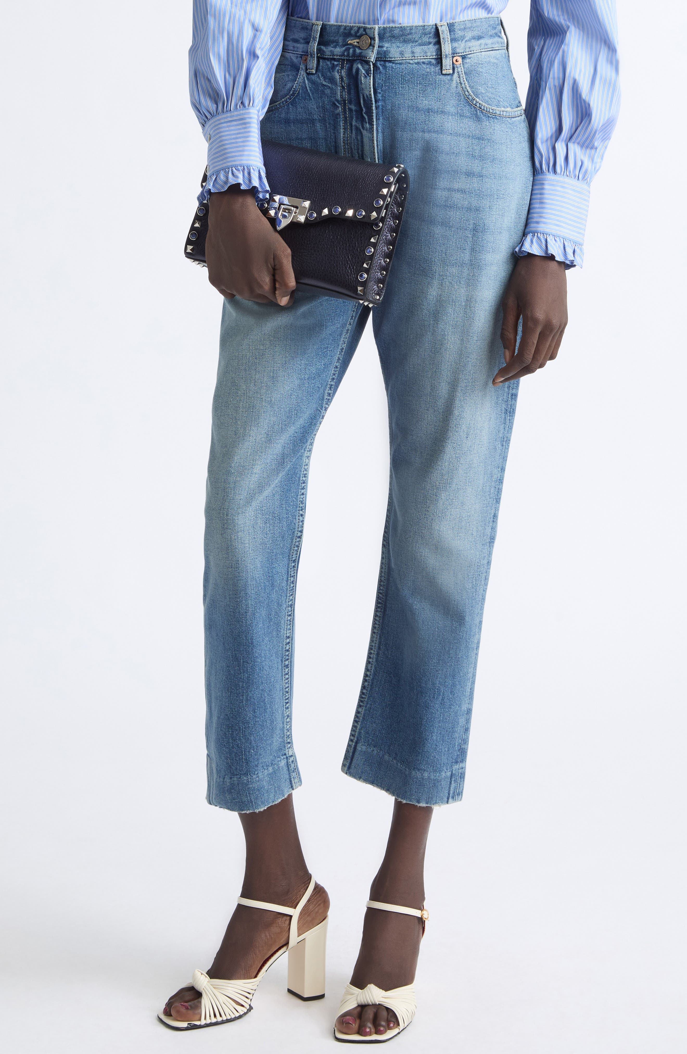 Small Rockstud Shoulder Bag, Alternate, color, NAVY
