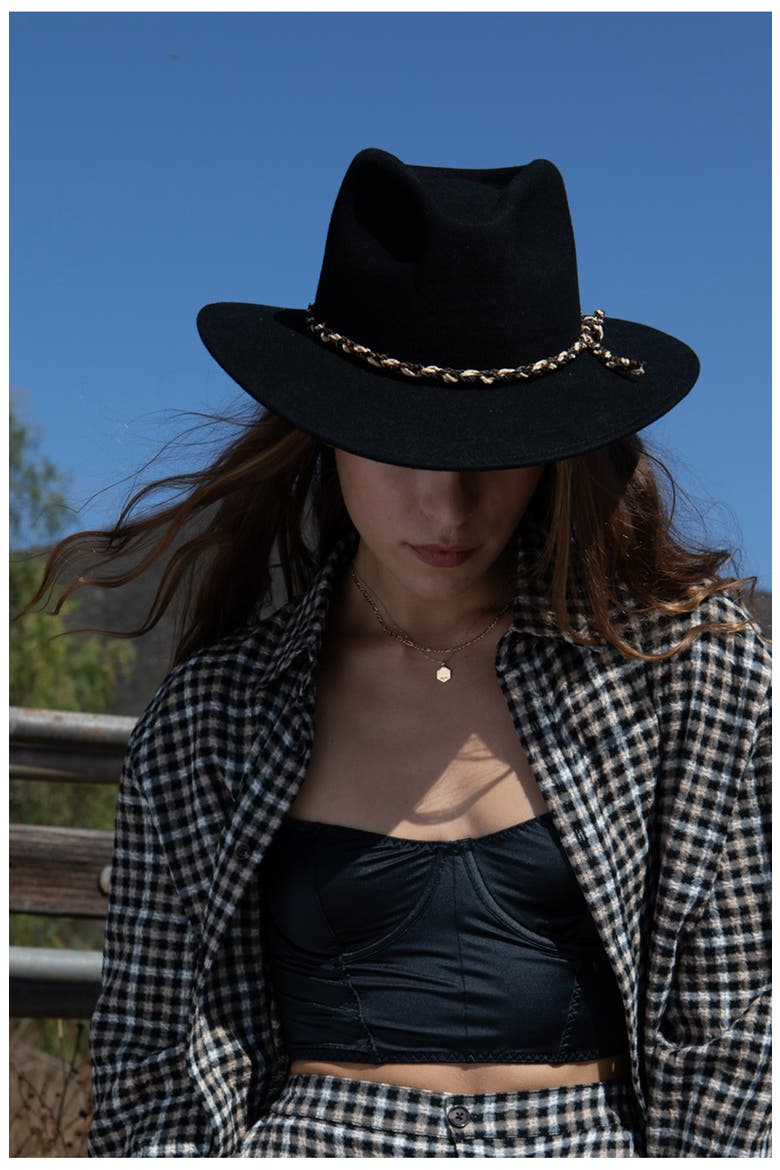 Messer Western Felted Wool Fedora, Alternate, color, BLACK/ MULTI