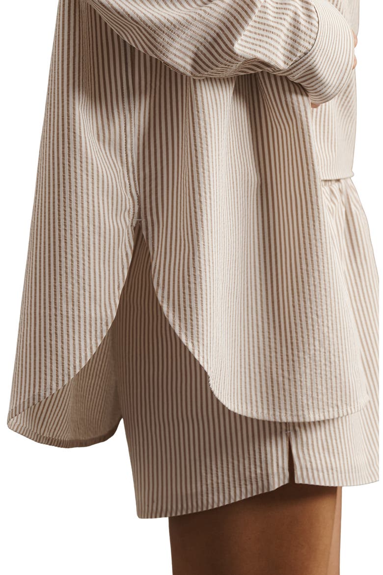 Saltair Oversize Seersucker Button-Up Shirt, Alternate, color, TAUPE STRIPE