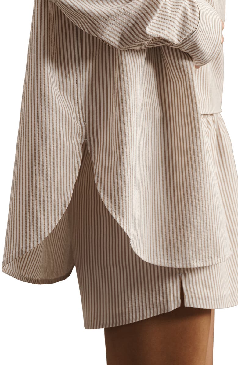 Rhone Saltair Oversize Seersucker Button-Up Shirt, Alternate, color, Taupe Stripe