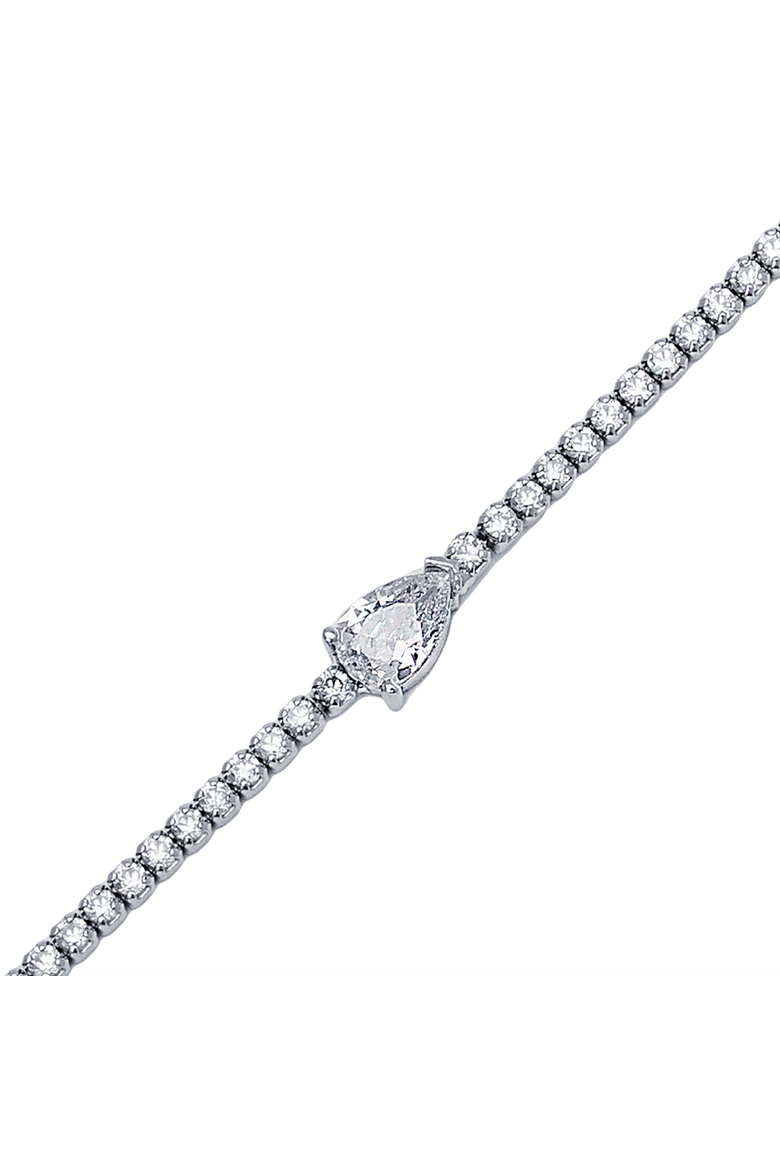 Pear Drop Tennis Bracelet, Main, color, Silver