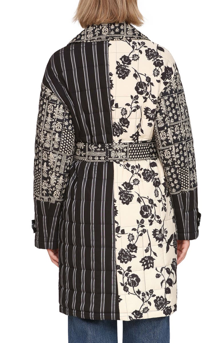 Avec Les Filles Quilted Robe Coat, Alternate, color, Black-White Multi