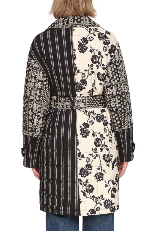 Avec Les Filles Quilted Robe Coat In Black