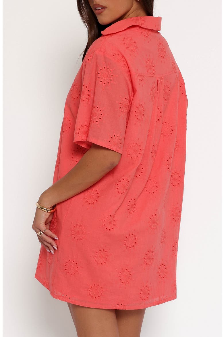 Norah Embroidered Cotton Mini Shirtdress, Alternate, color, CORAL