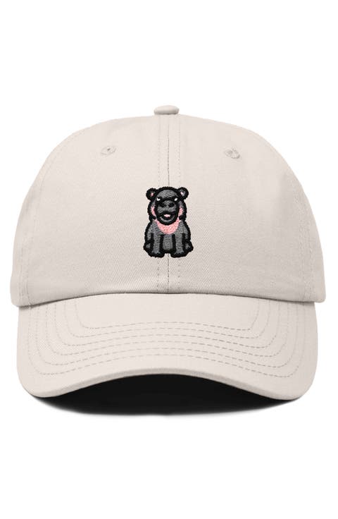 Hippo Embroidered Adjustable Hat