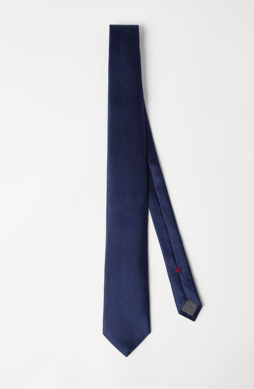 Brunello Cucinelli Textured Silk Twill Tie In Blue