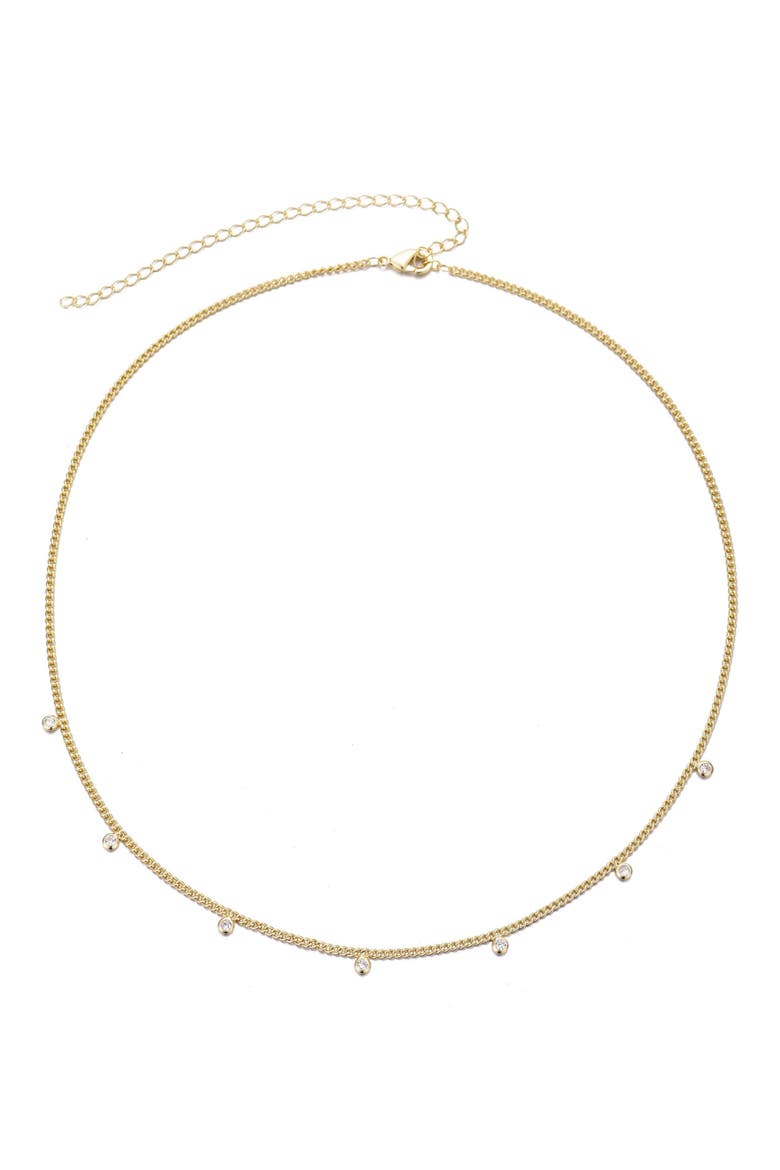 14K Gold Plated Cubic Zirconia Droplet Necklace, Alternate, color, GOLD