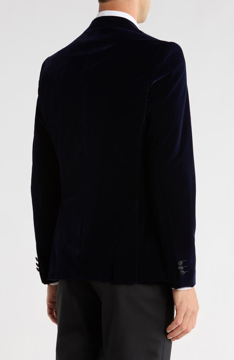 TOM BAINE Peak Lapel Velvet Dinner Jacket, Alternate, color, Navy