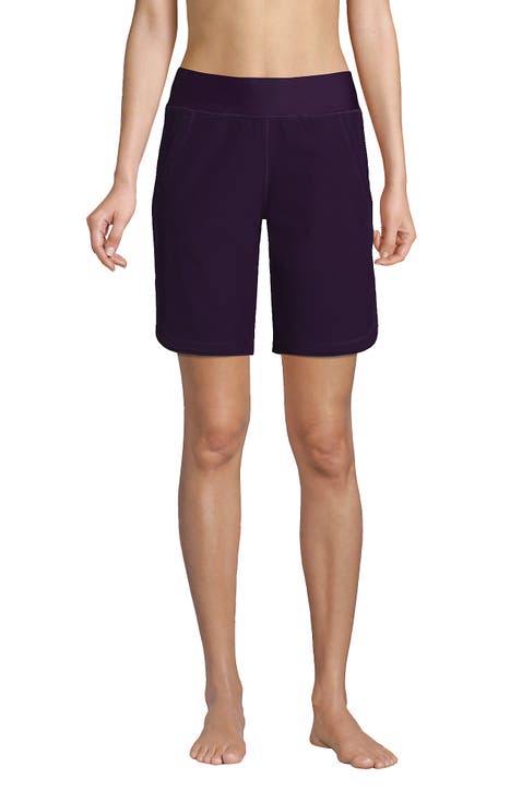 9" Quick Dry Elastic Waist Modest Board Shorts Swim Cover-up Shorts With Panty