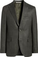 Jack Victor Midland Contemporary Fit Olive Green Wool Blend Herringbone Sport Coat
