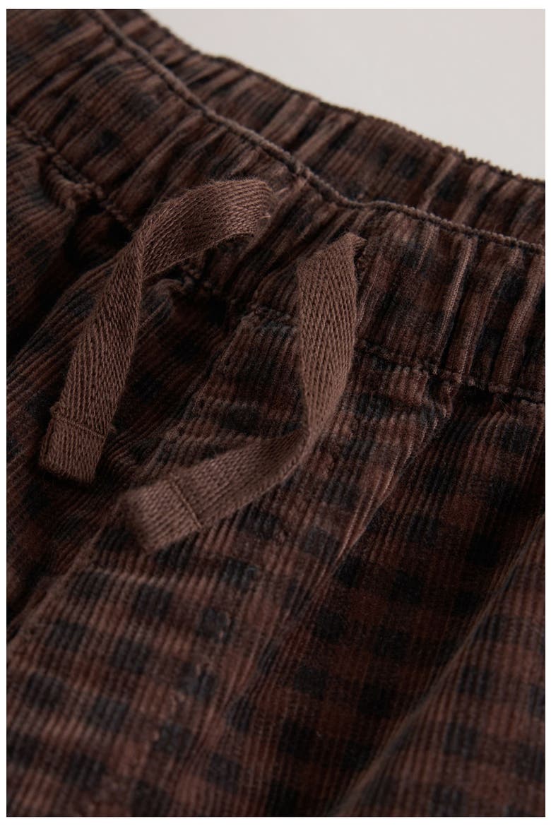 Kids' Check Corduroy Barrel Pants, Alternate, color, BROWN