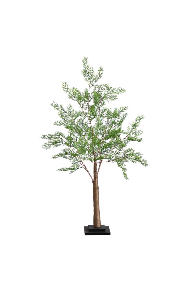 3-ft Lighted Artificial Cypress Tree with 120 Warm White LED Lights, Main, color, Green