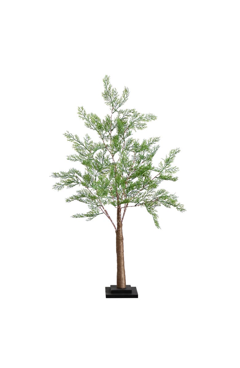 NEARLY NATURAL 3-ft Lighted Artificial Cypress Tree with 120 Warm White LED Lights, Main, color, Green