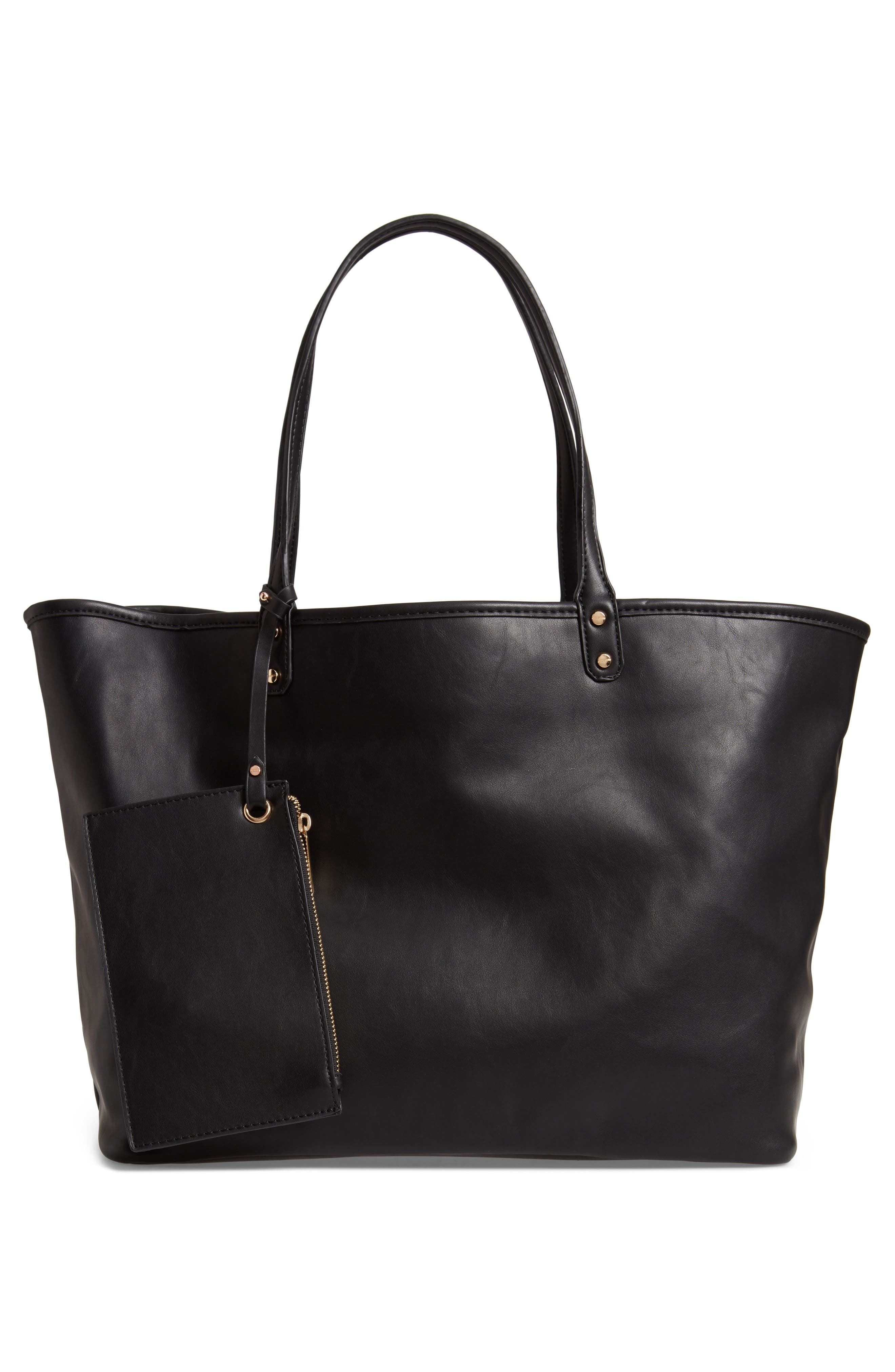 Mali + Lili Tina Leopard Print & Vegan Leather Reversible Tote, Alternate, color, 