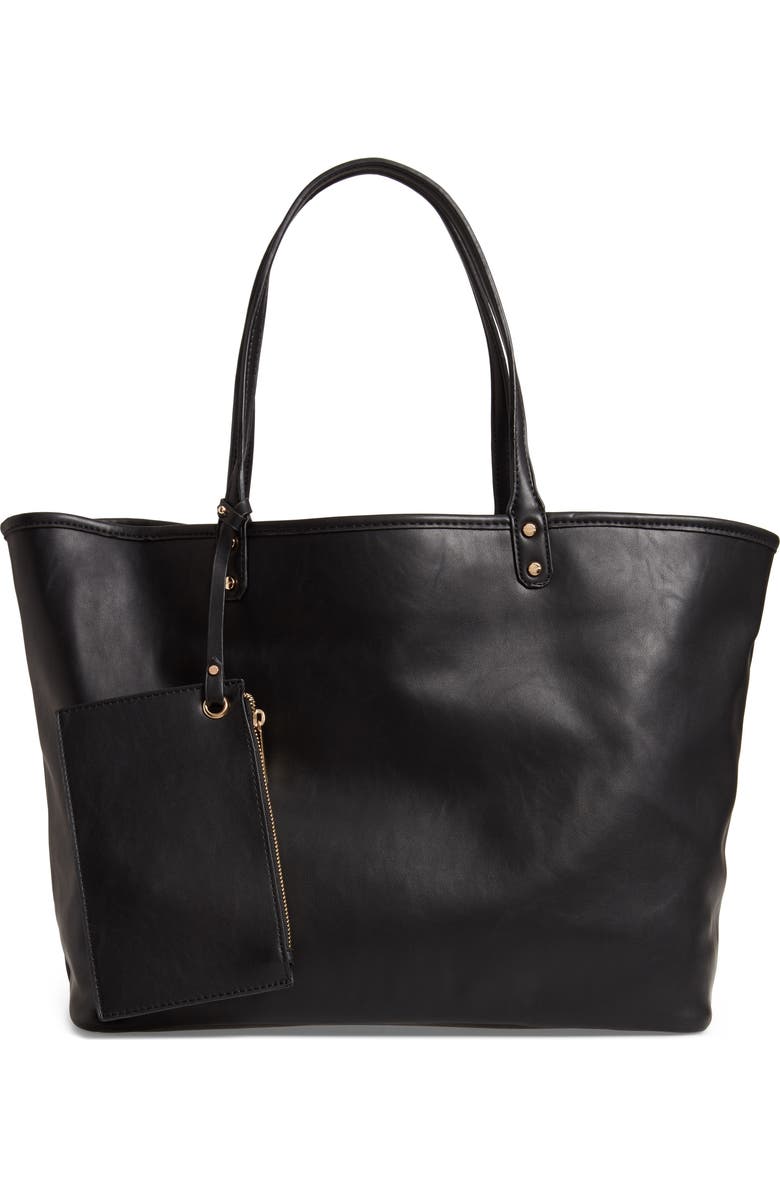 Mali + Lili Tina Leopard Print & Vegan Leather Reversible Tote, Alternate, color,