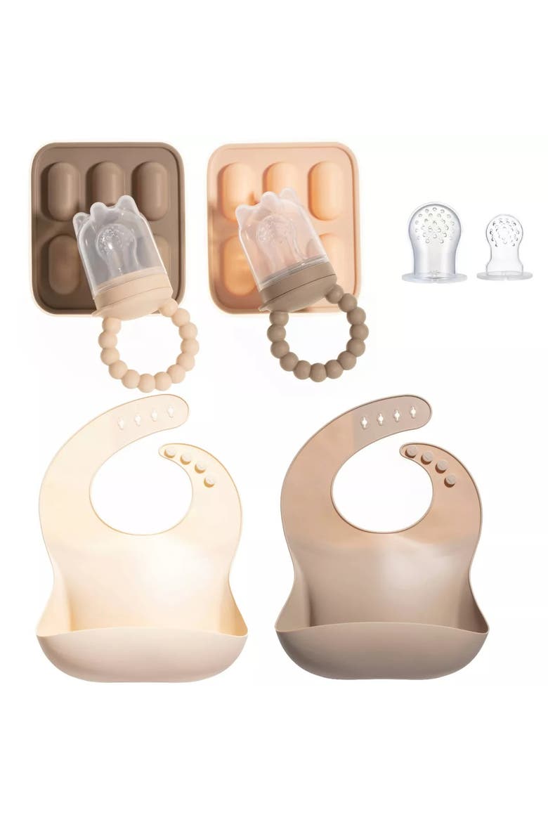 Silicone Baby Fruit Feeder and Bib Set, Main, color, Neutral