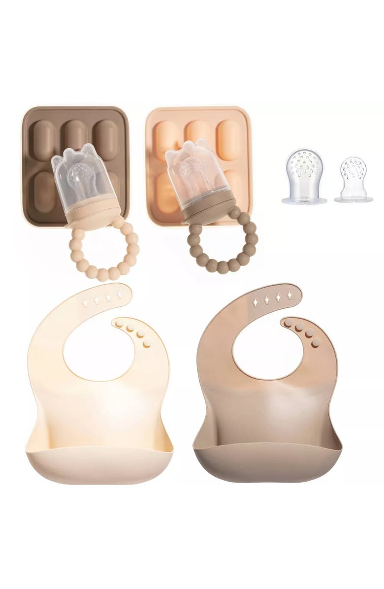 Sperric Silicone Baby Fruit Feeder and Bib Set, Main, color, Neutral