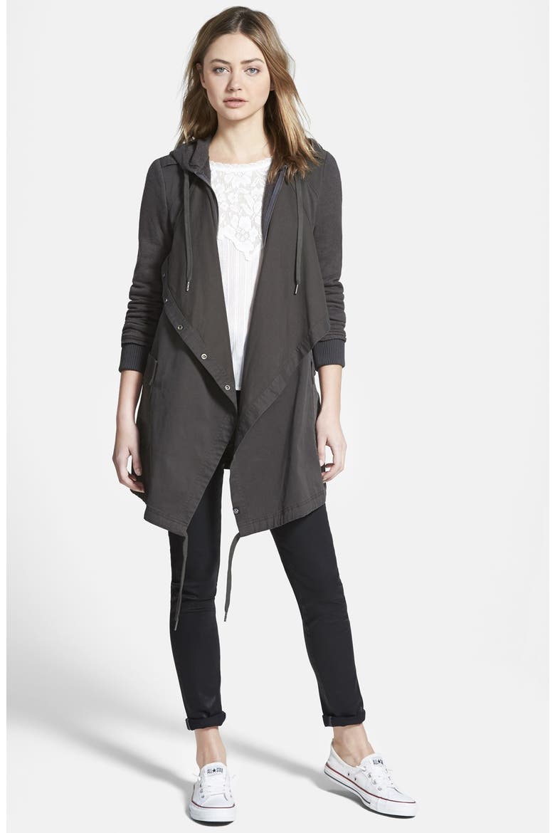 Treasure&Bond Drapey Mixed Media Jacket, Alternate, color, WASHED BLACK RAVEN