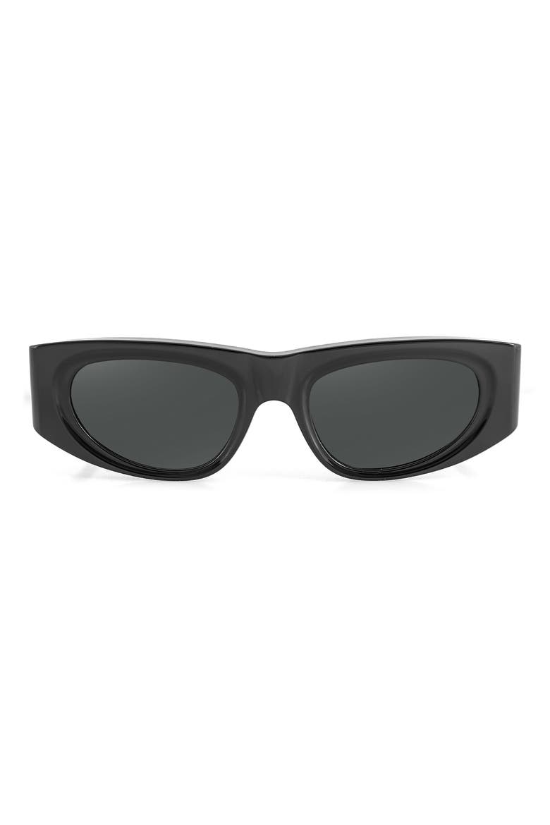 Valentina 55mm Polarized Oval Sunglasses, Main, color, BLACK