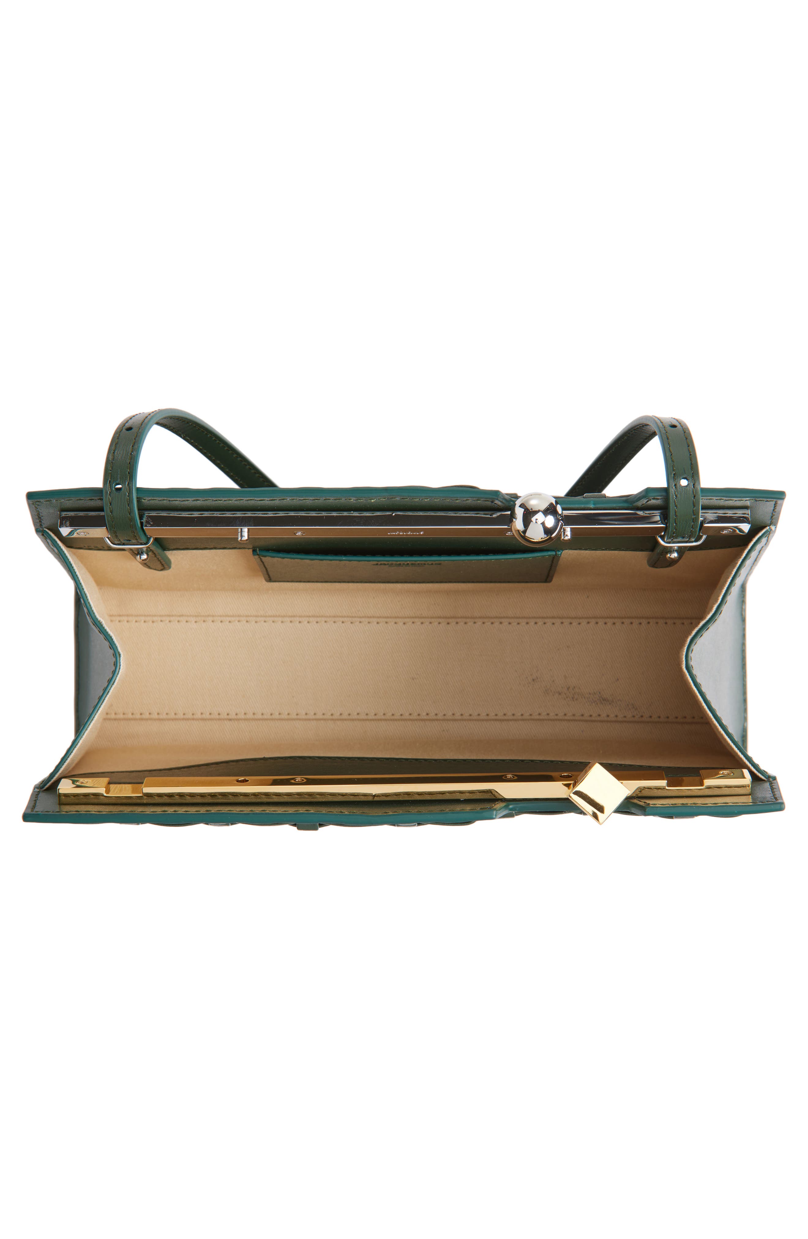 La Pochette Salon Leather Handbag, Alternate, color, DARK KHAKI 580