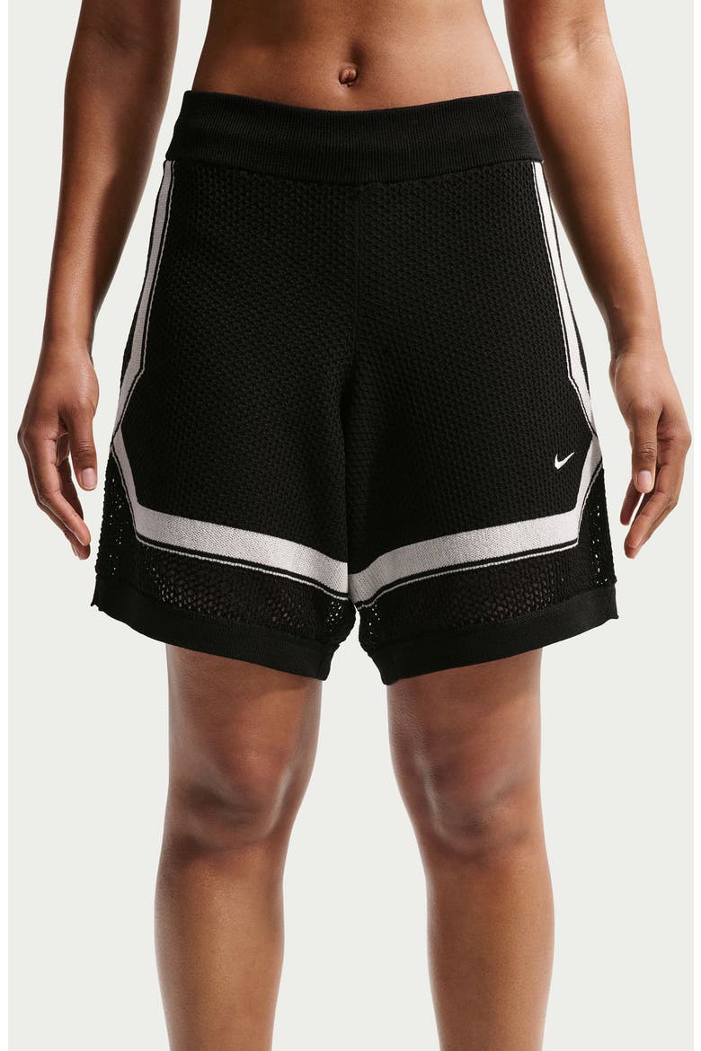 Sportswear Open Knit Shorts, Alternate, color, BLACK/ CHALK/ CHALK