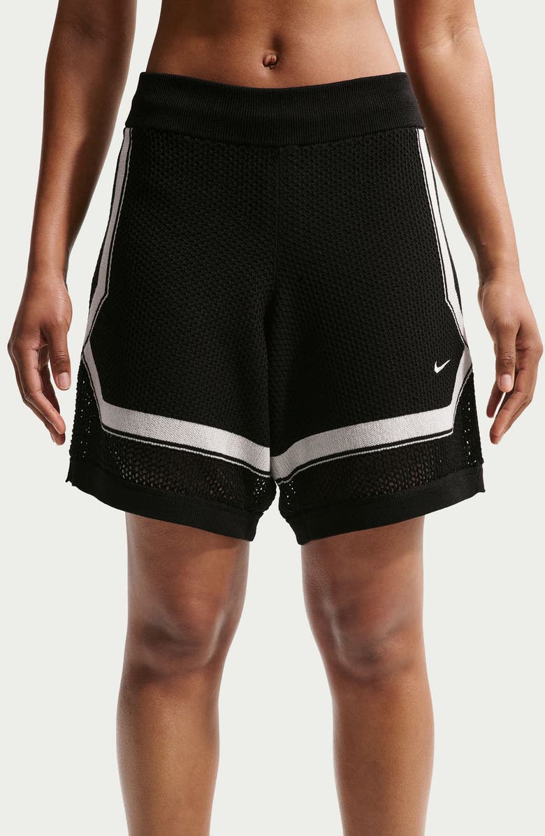 Nike Sportswear Open Knit Shorts, Alternate, color, Black/ Chalk/ Chalk