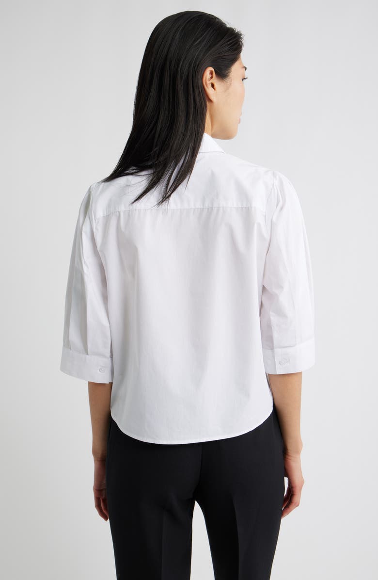 Nordstrom Crop Puff Sleeve Cotton Button-Up Shirt, Alternate, color, White