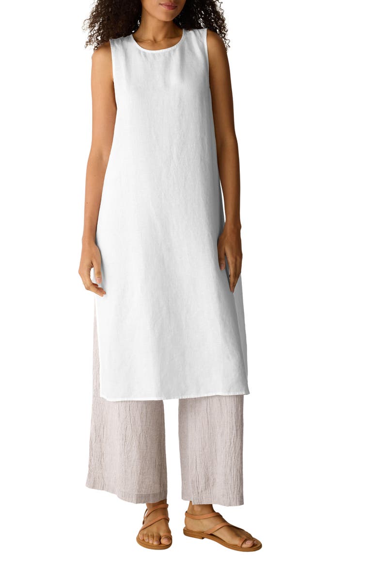 Longline Organic Linen Tunic, Main, color, WHITE
