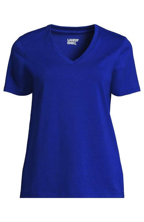 Lands' End Relaxed Supima Cotton V-neck T-shirt In Sapphire Gem Blue