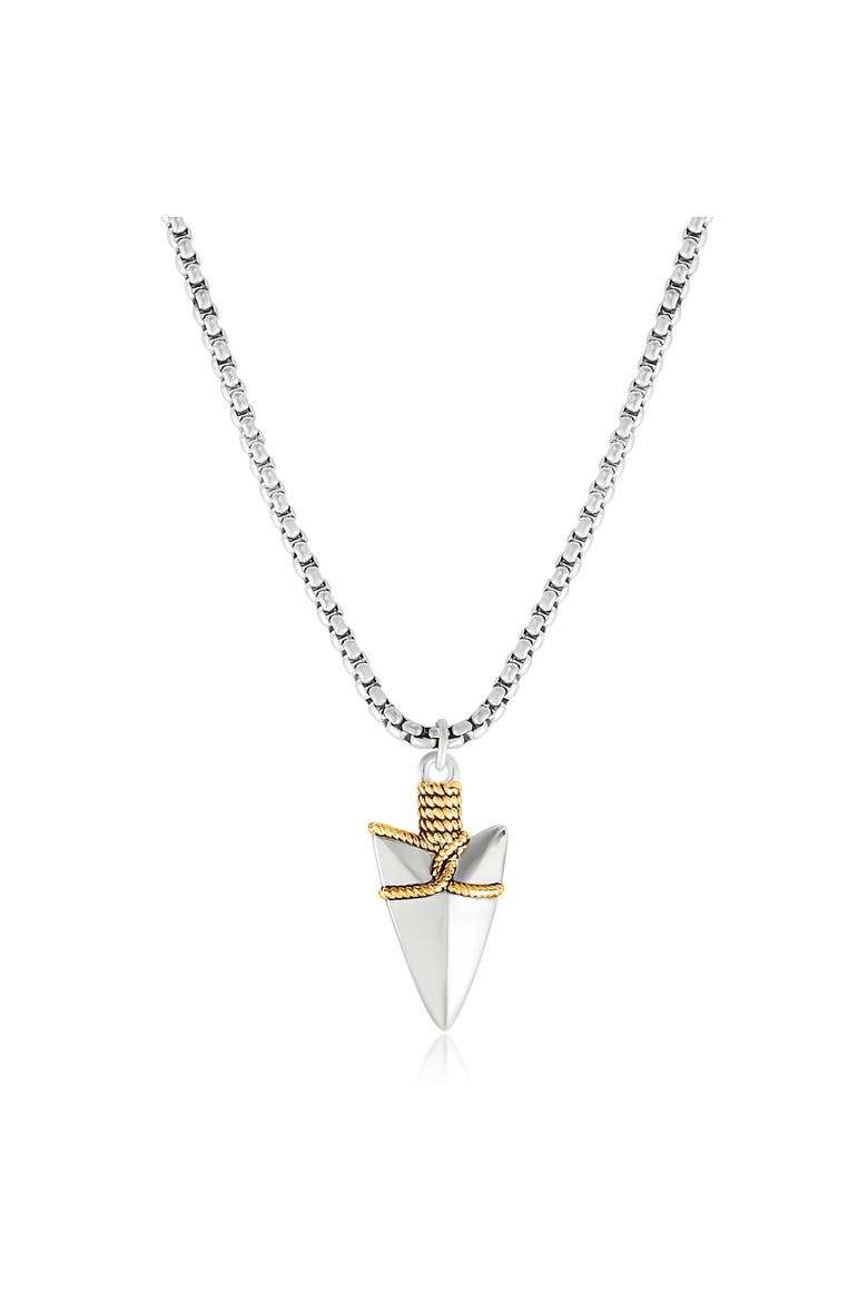 Brass Two Tone Arrowhead Necklace, Alternate, color, silver, gold