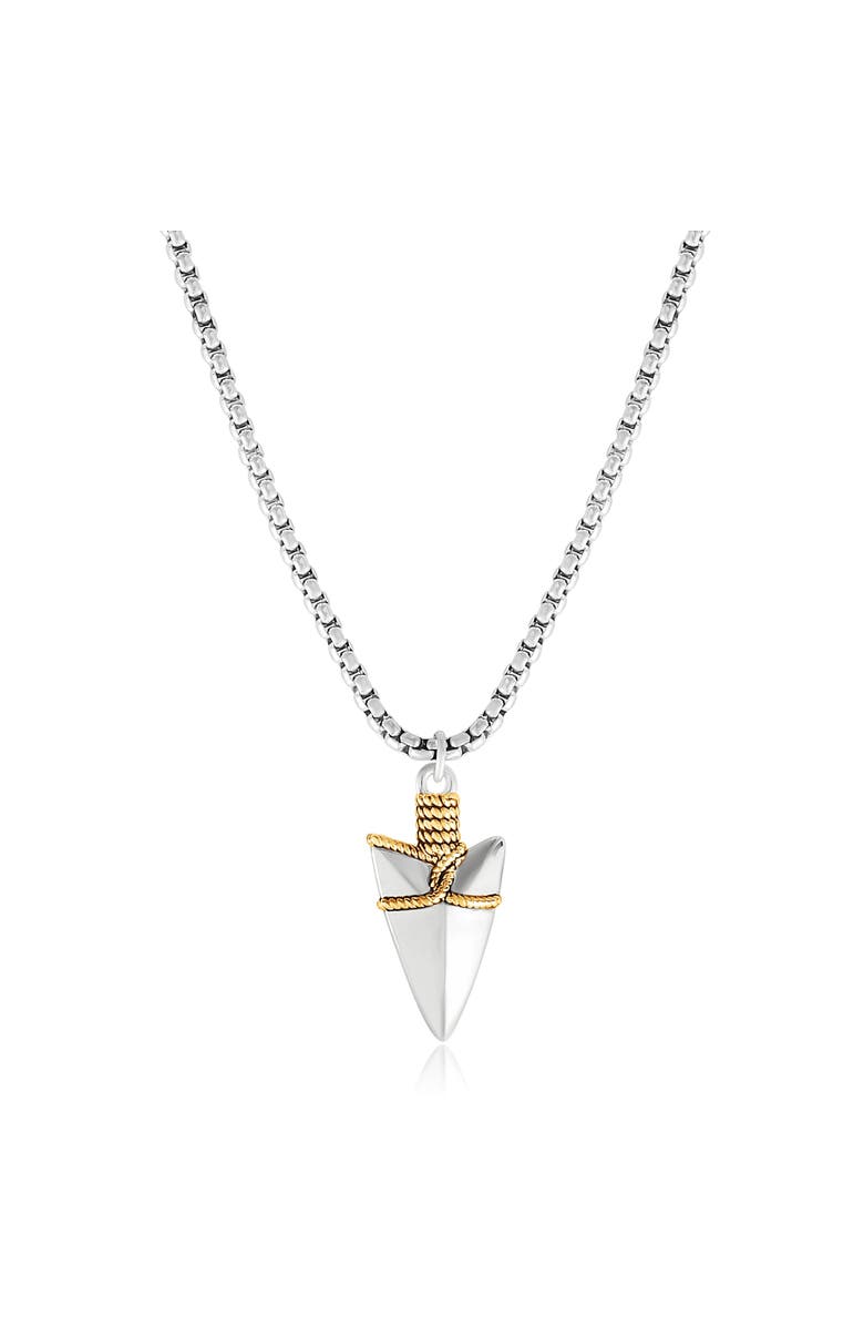 Lucky Brand Brass Two Tone Arrowhead Necklace, Alternate, color, Silver, Gold