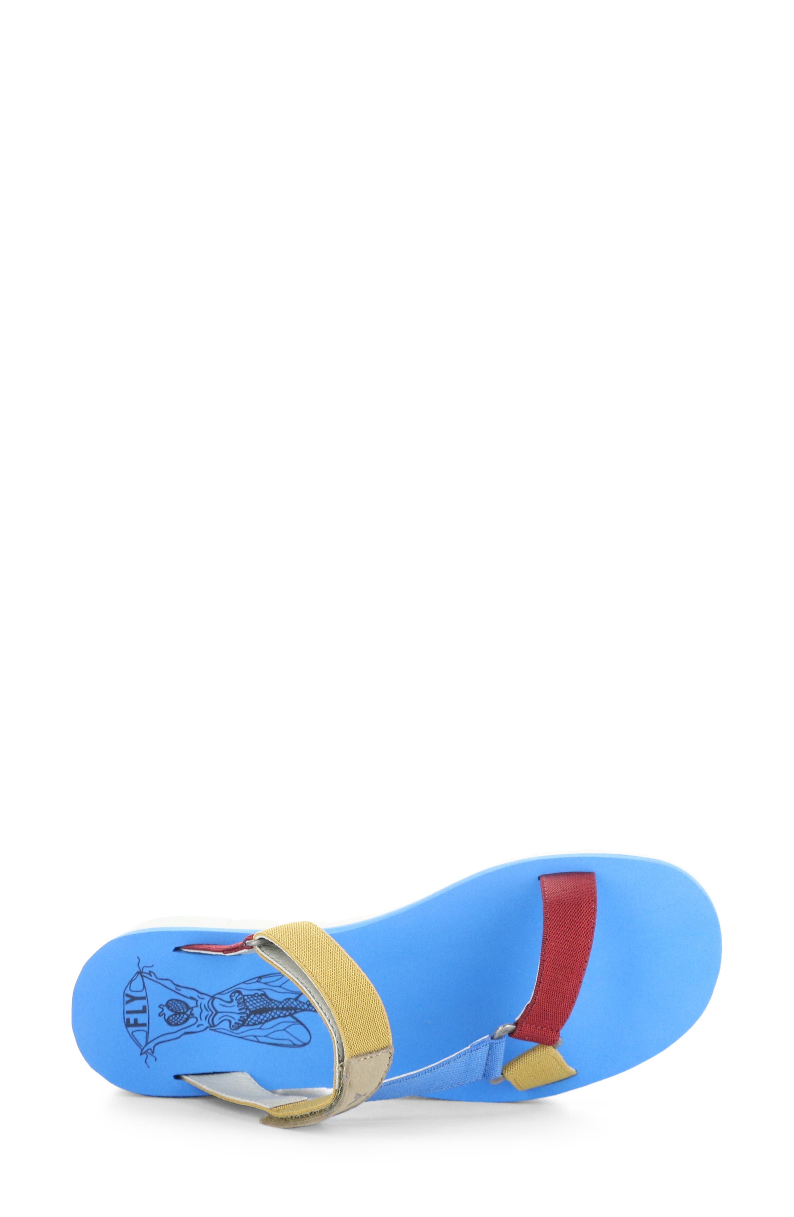 Fly London Yaka Platform Wedge Sandal, Alternate, color, 003 Cloud/Multi/Azur